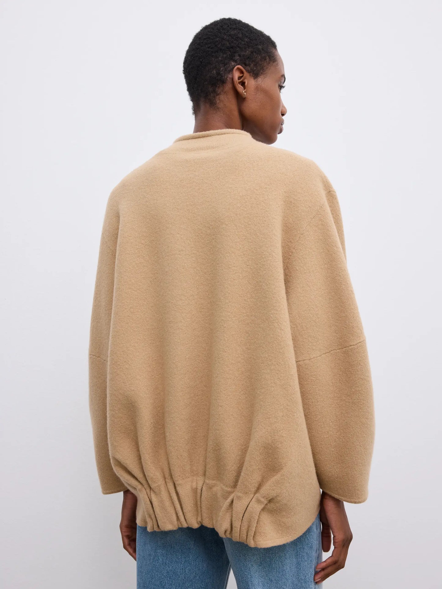 Long wool cardigan in camel