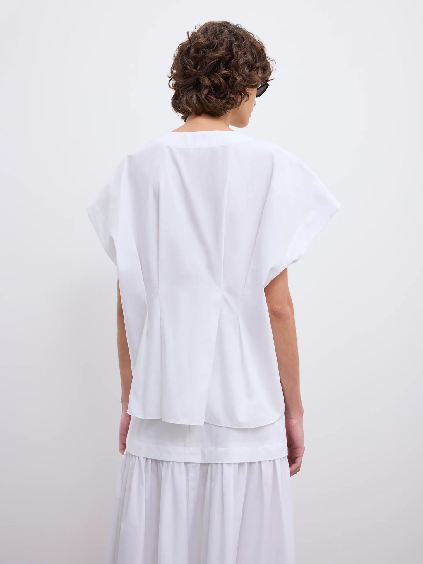 Cinched cotton top in white
