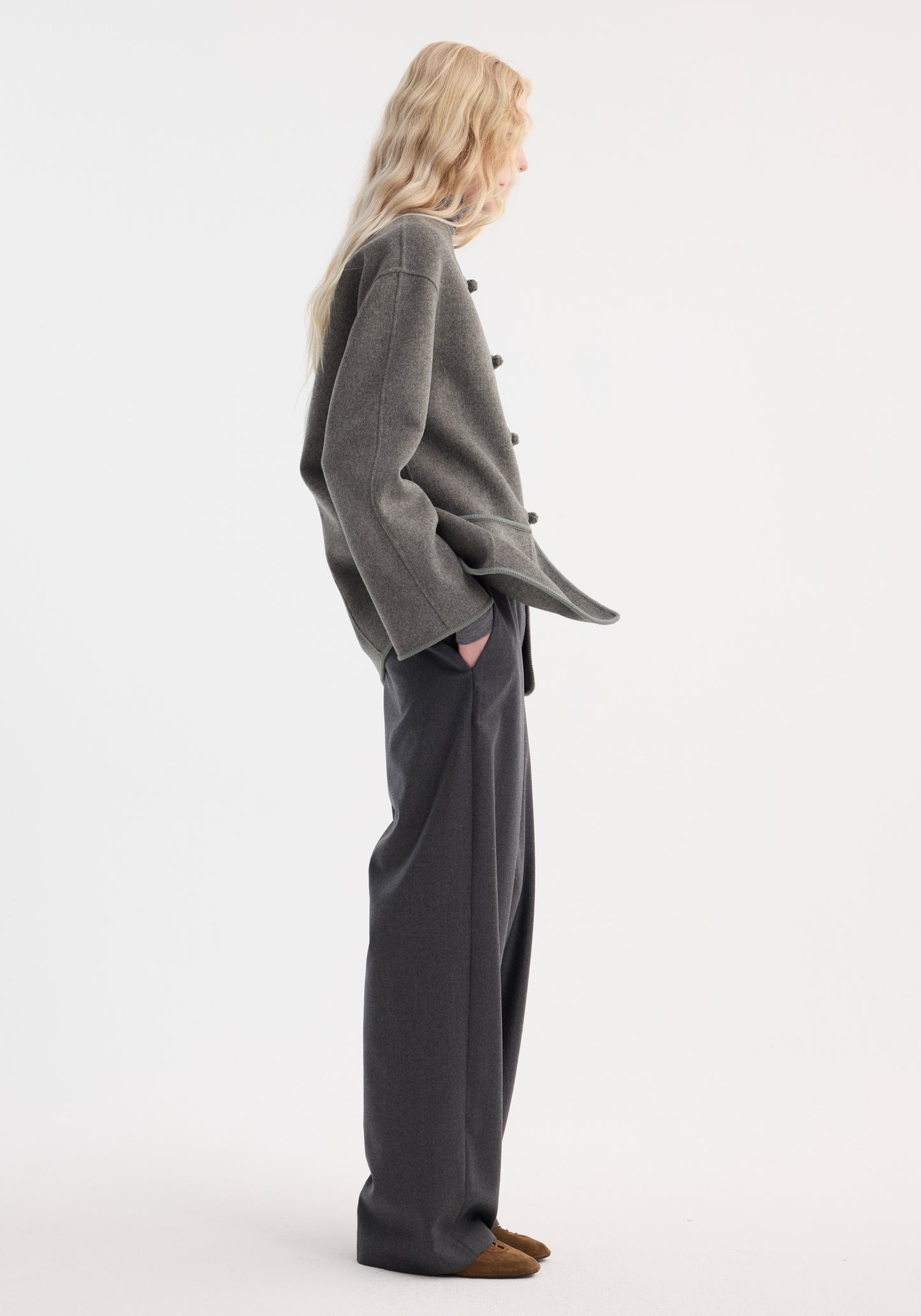 Mandarin Double-Faced Wool Jacket