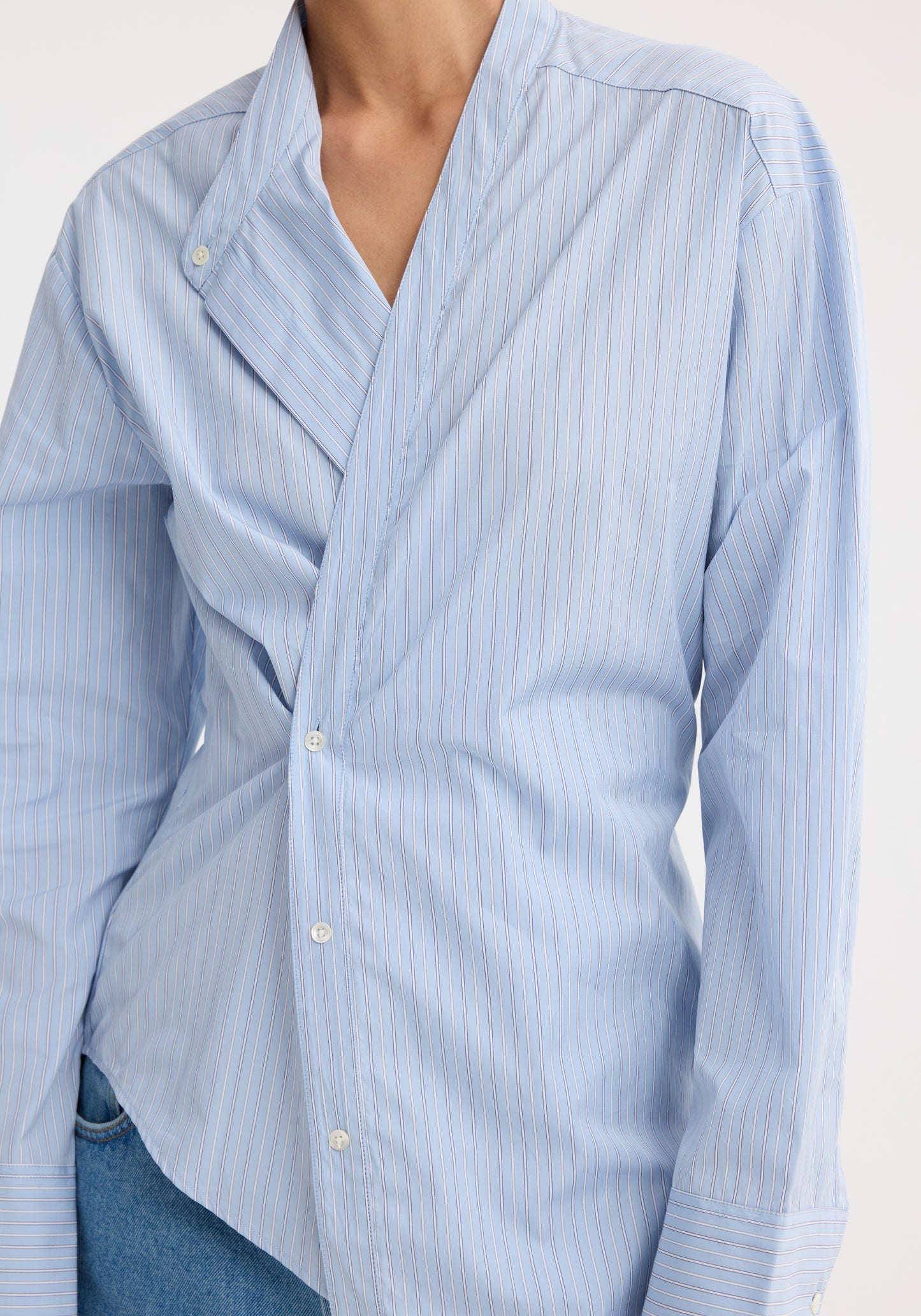 Overlap Striped Shirt