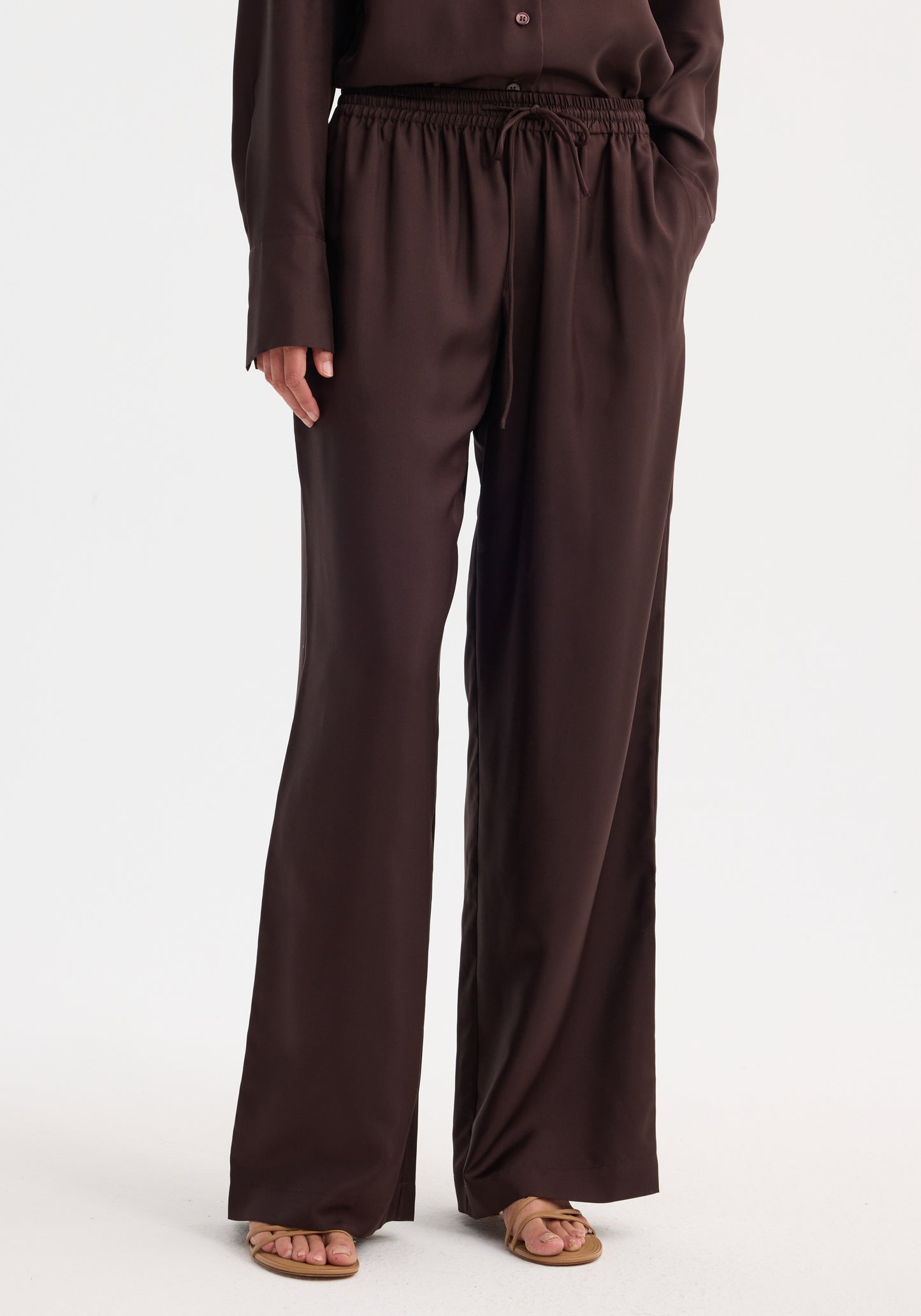 Wide Leg Silk Trousers
