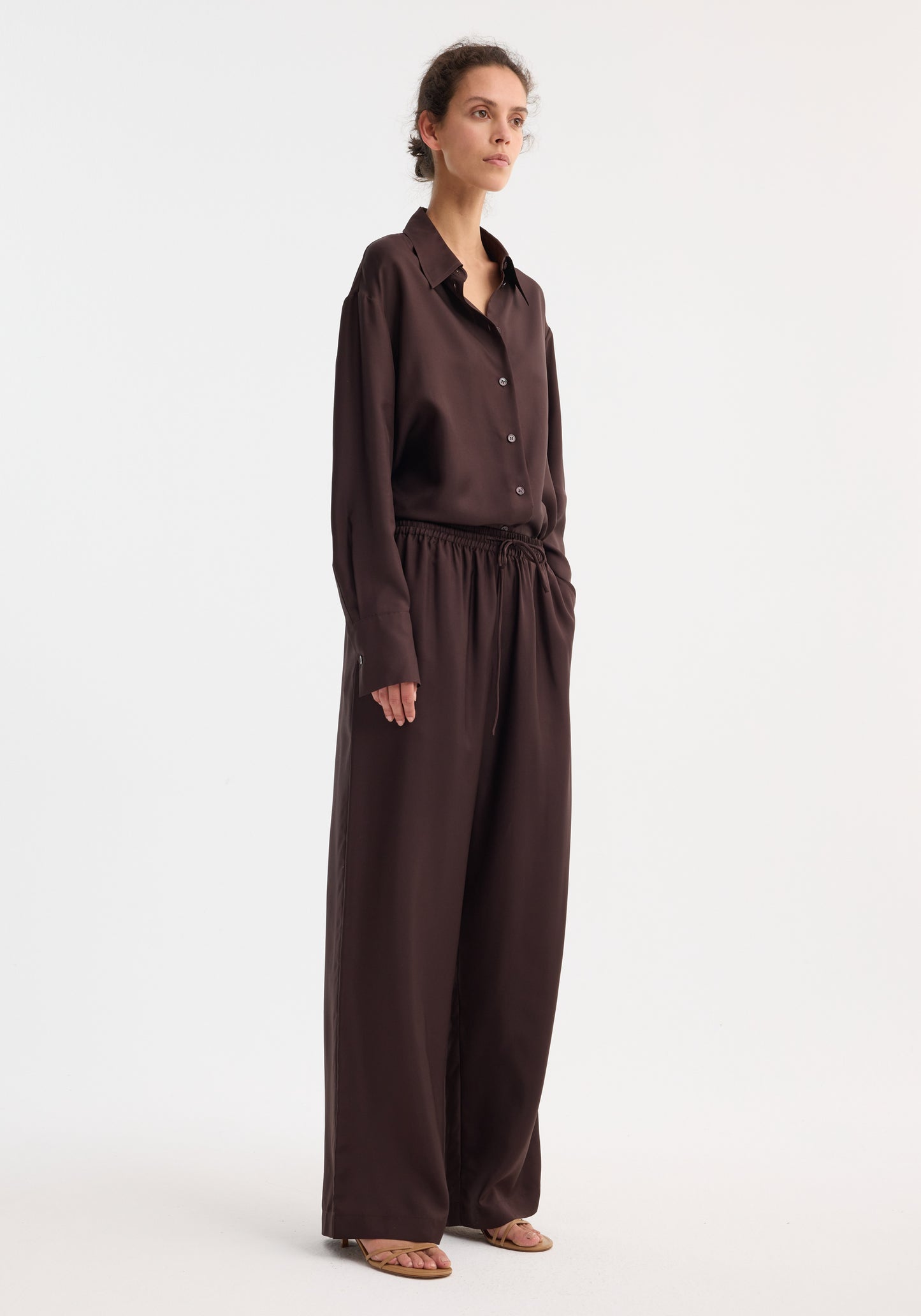 Wide Leg Silk Trousers