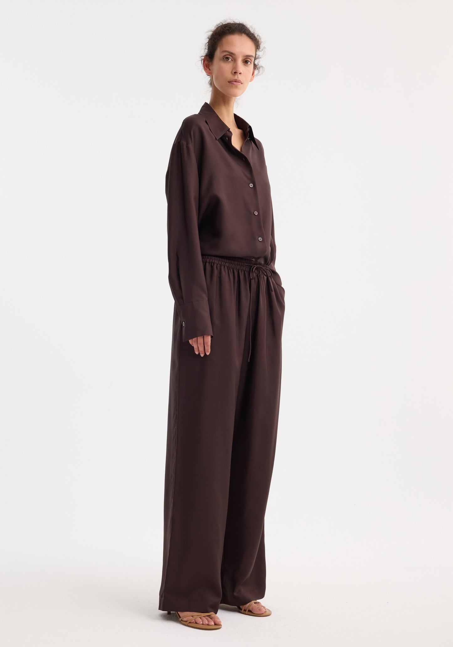 Wide Leg Silk Trousers