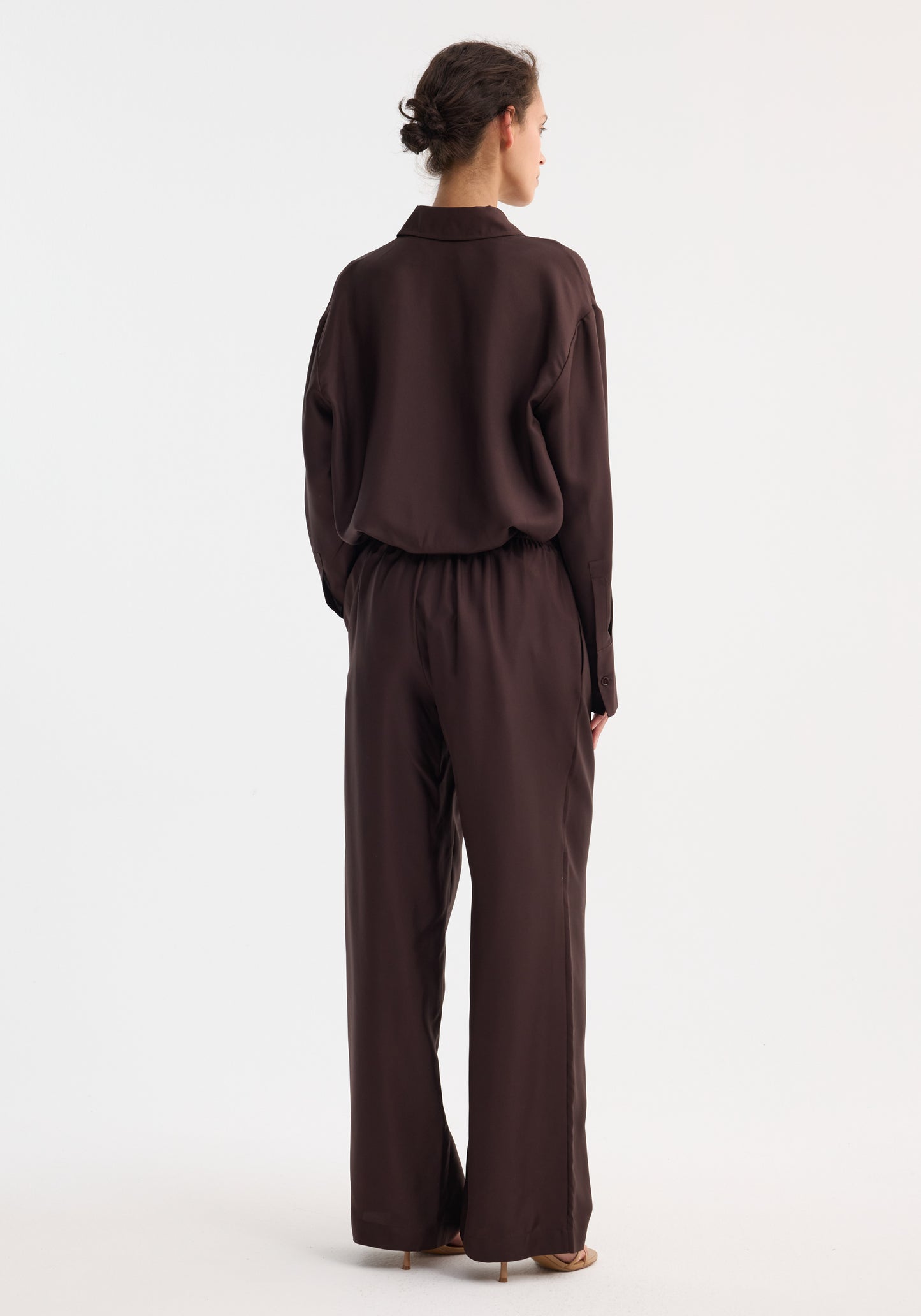 Wide Leg Silk Trousers