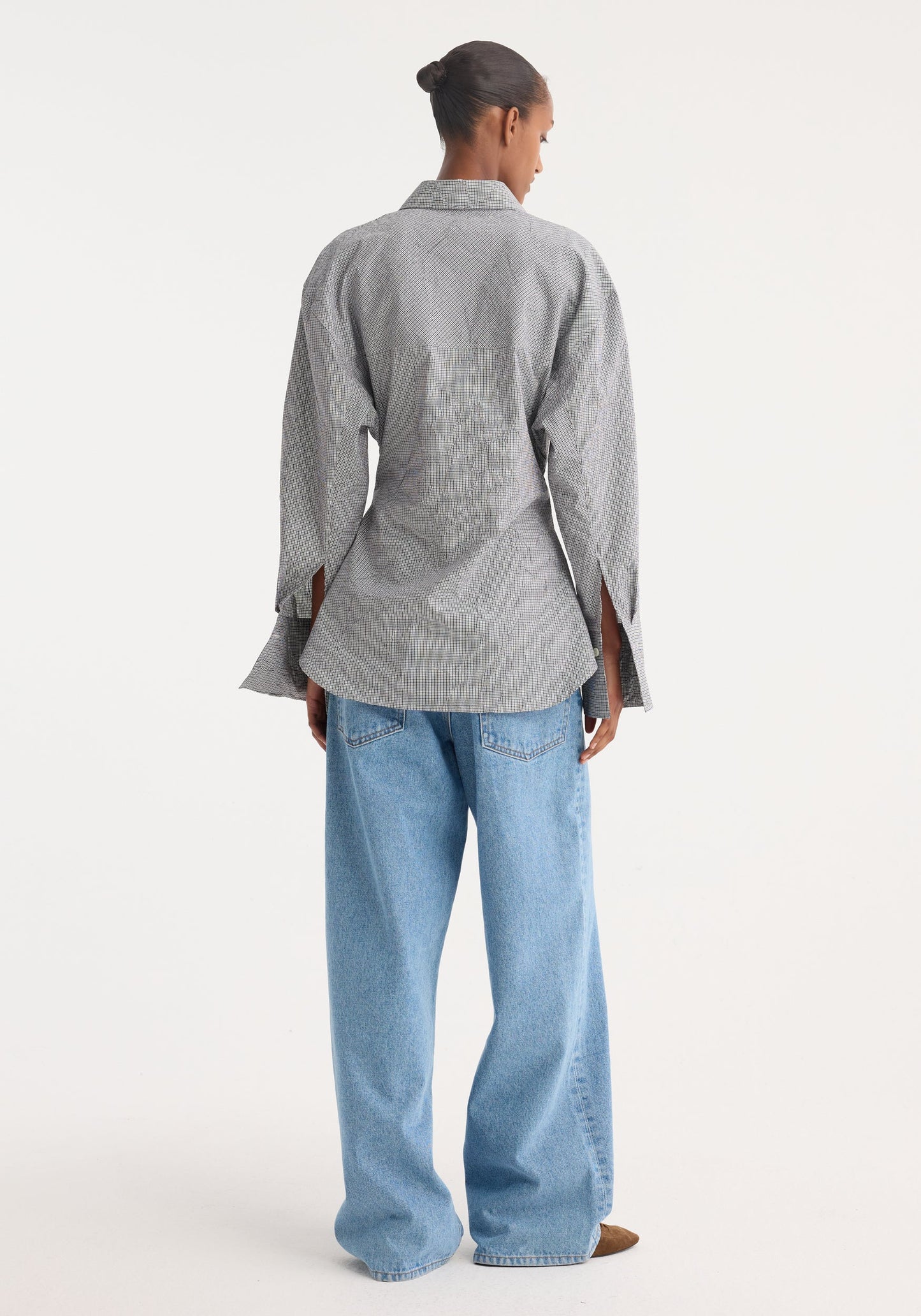 Crushed Checked Shaped Shirt