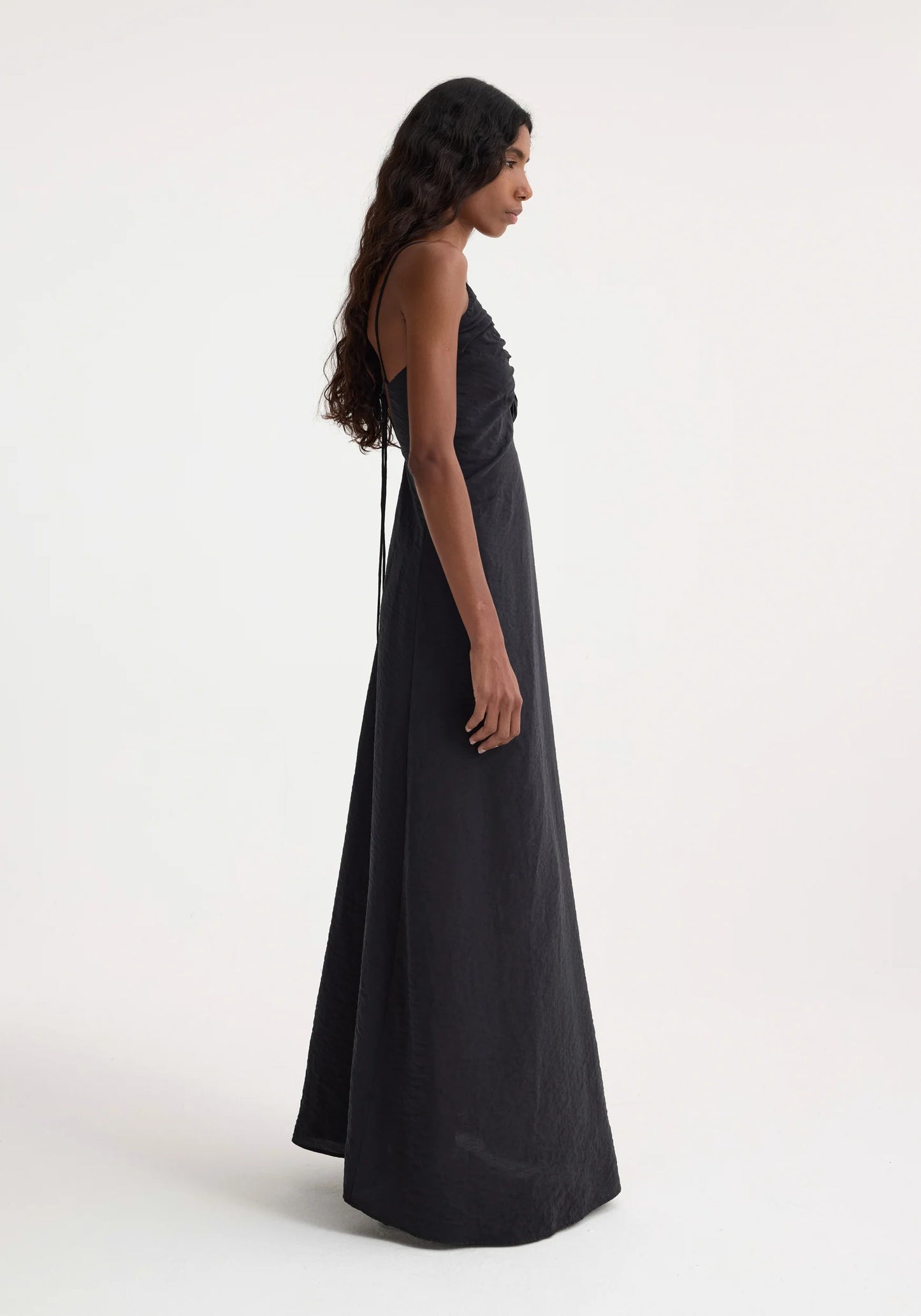 Hammered Silk V-Neck Strap Dress