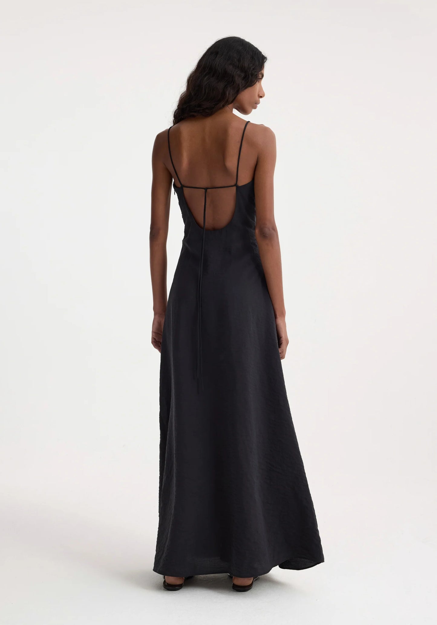 Hammered Silk V-Neck Strap Dress