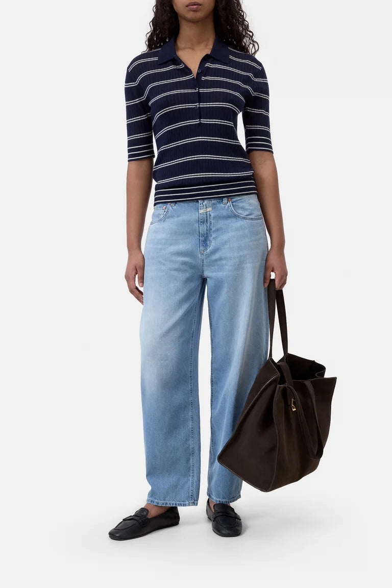 Striped wool polo shirt