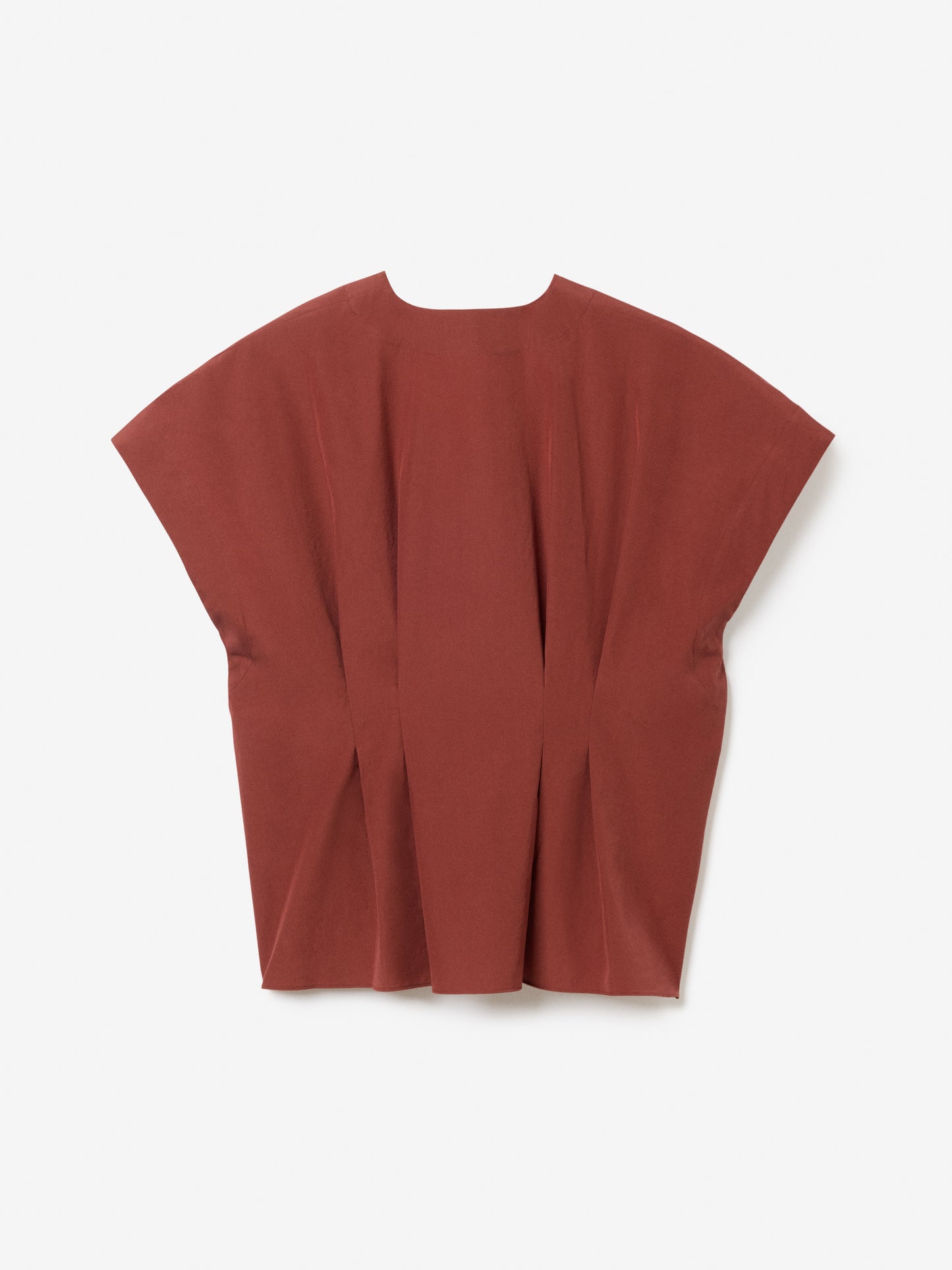 Cinched cotton top in mahogany red