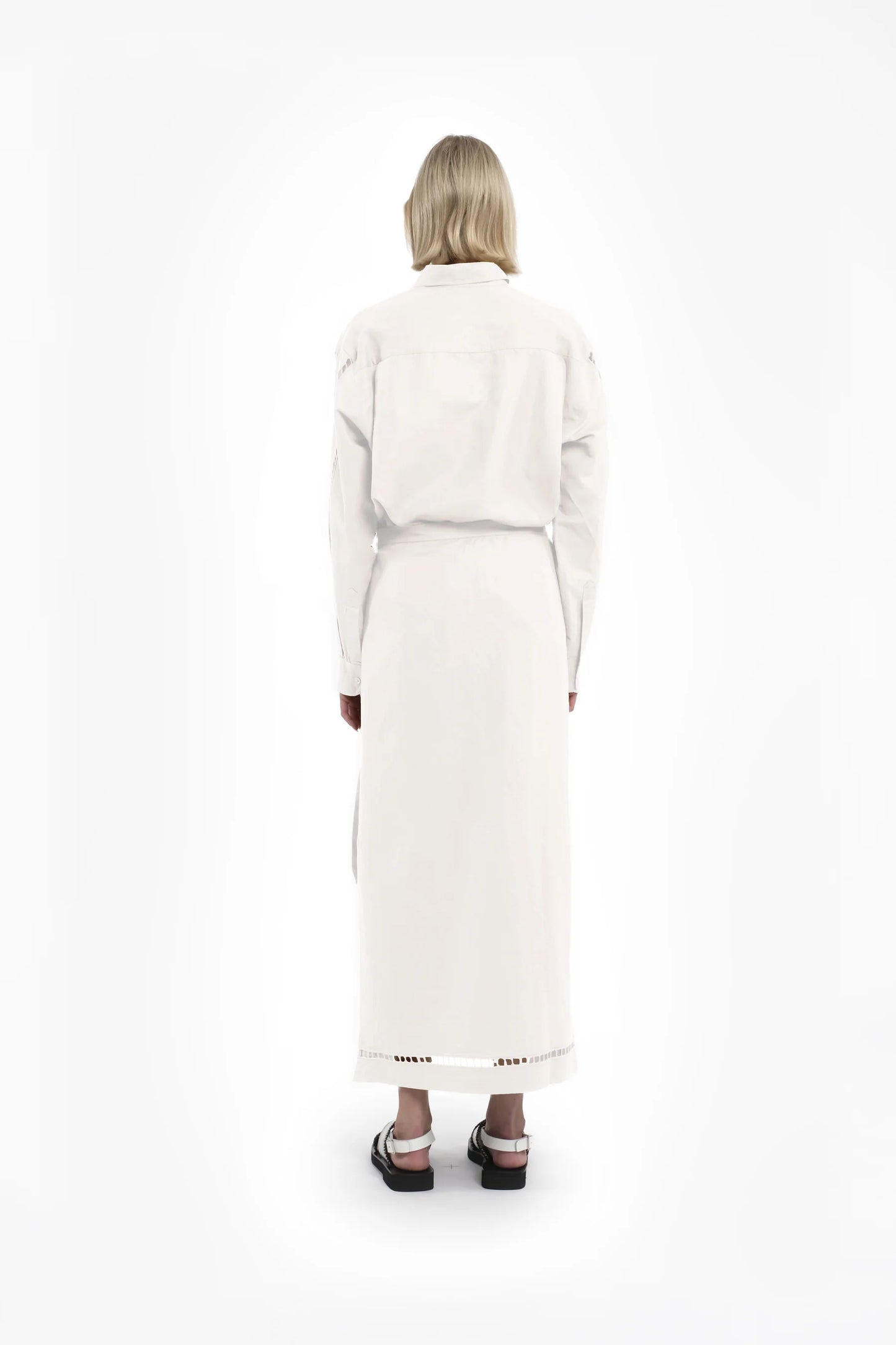 Mina skirt with embroidery in white cotton