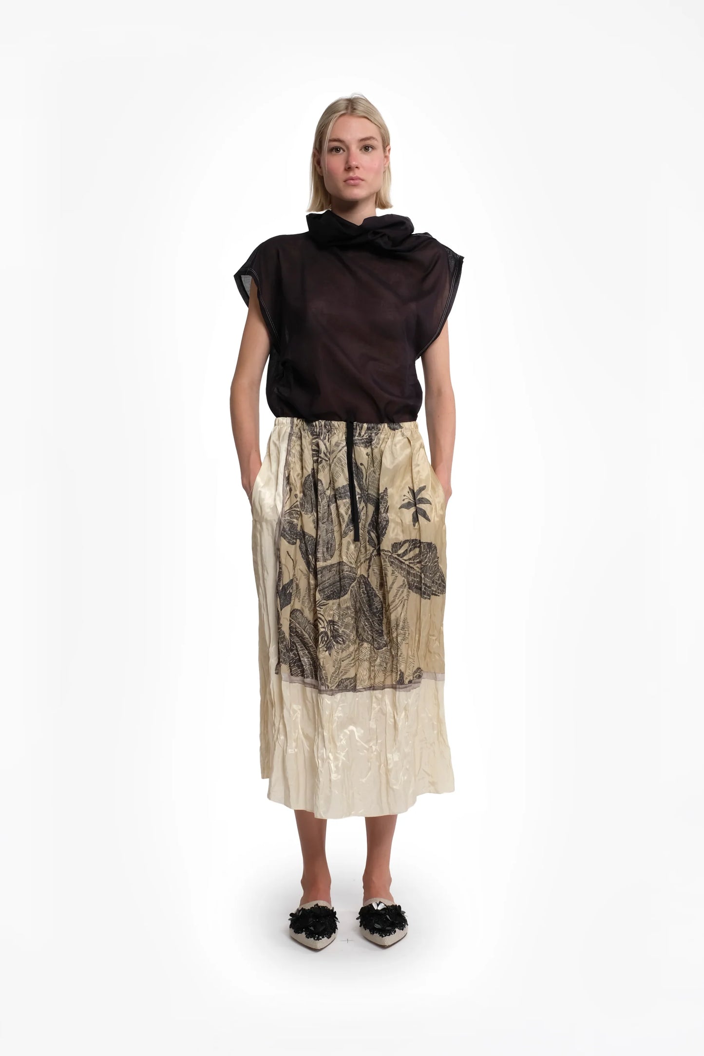 Papaya top in black muslin