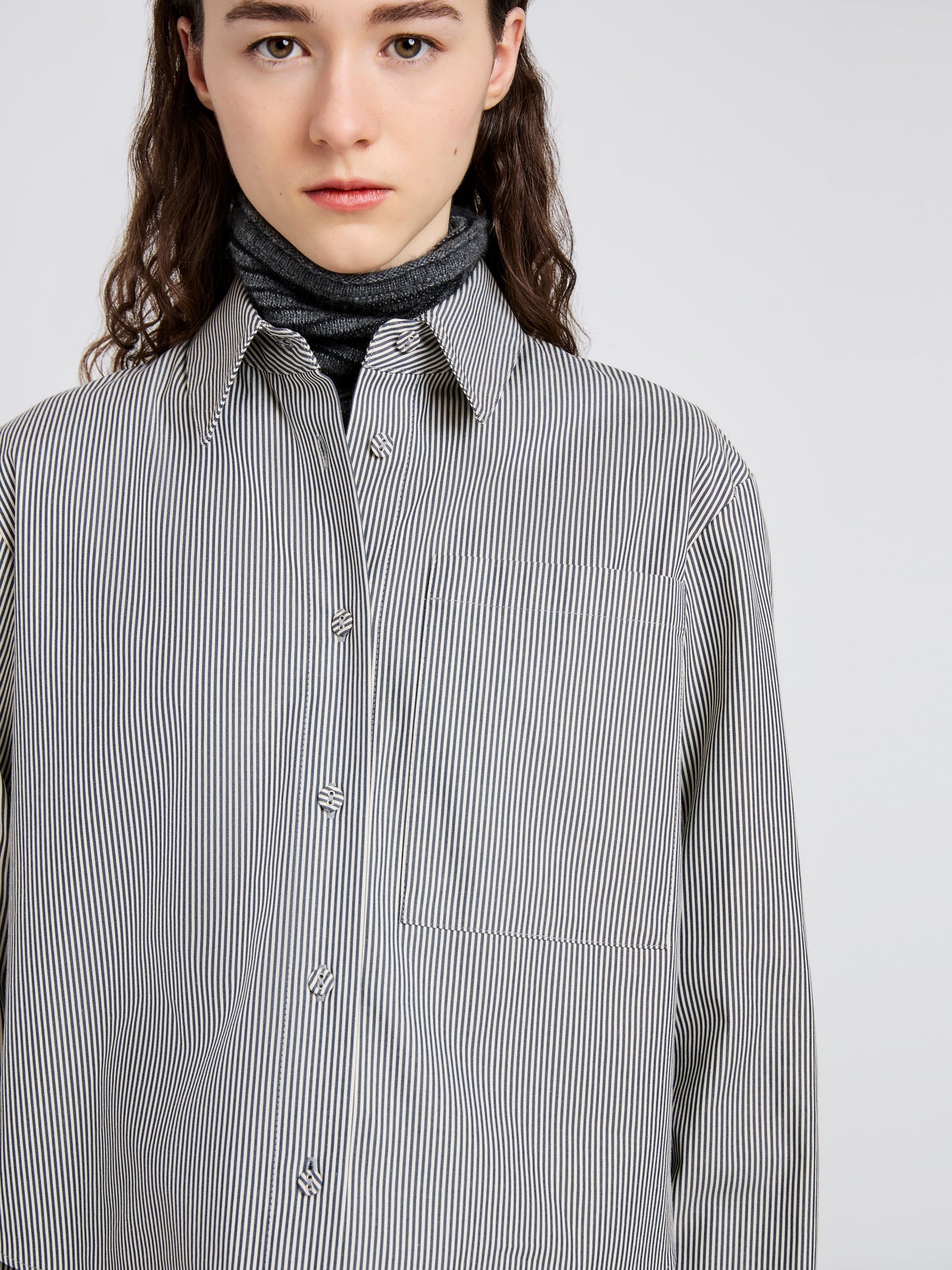 Olive Shirt in Stripe Cotton