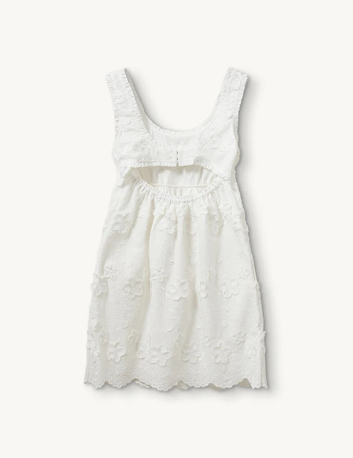 White lace dress on a white background