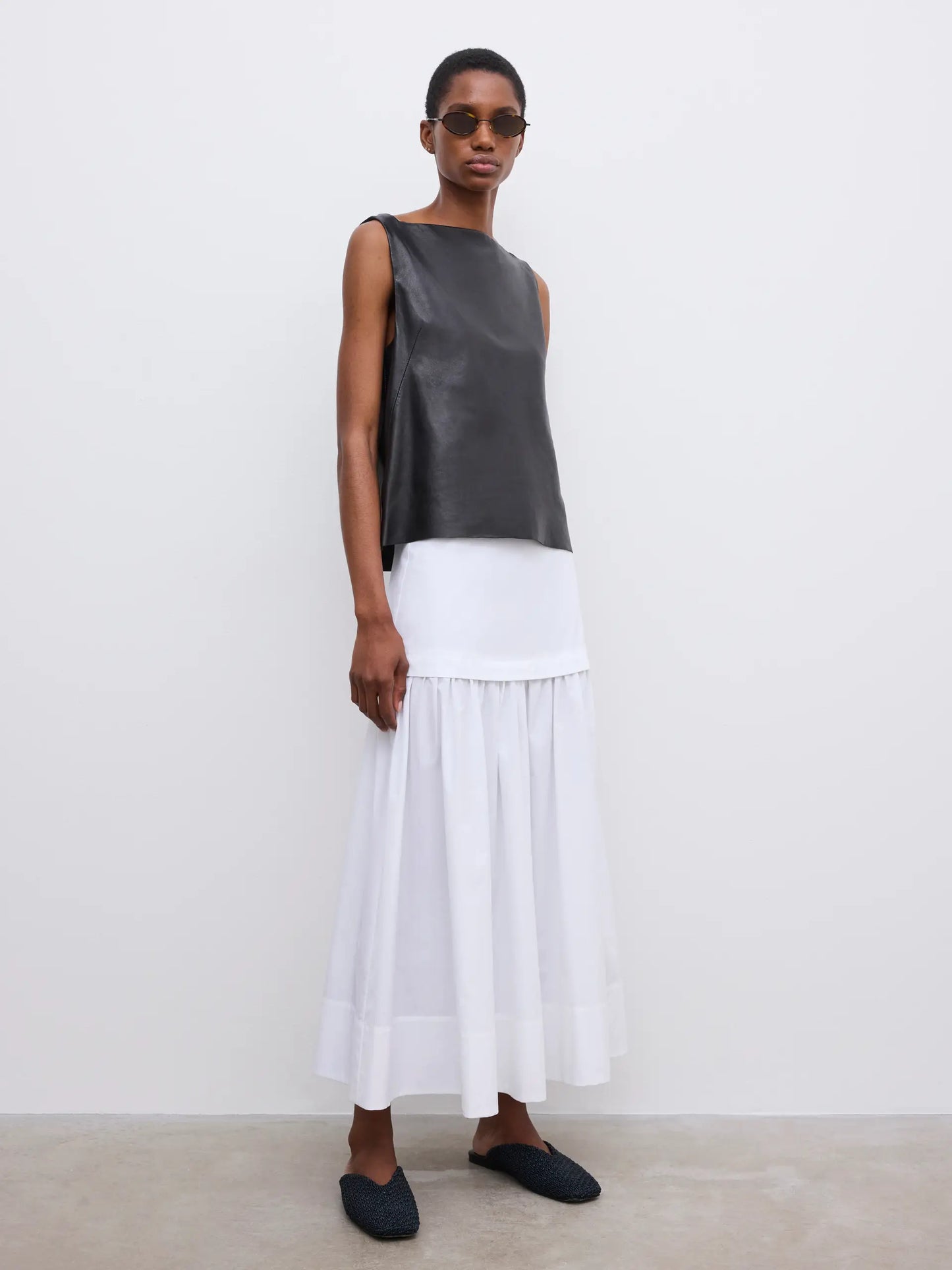 Cotton maxi skirt in white