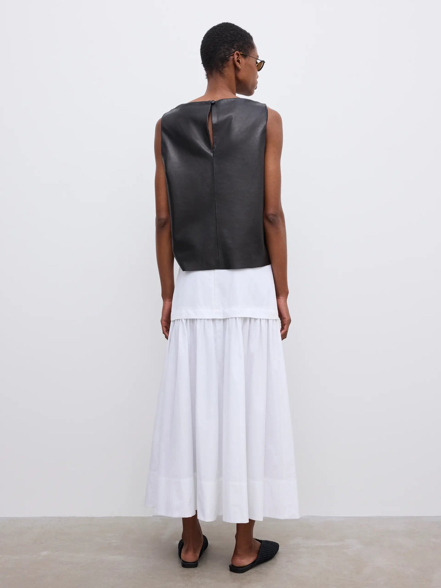 Cotton maxi skirt in white