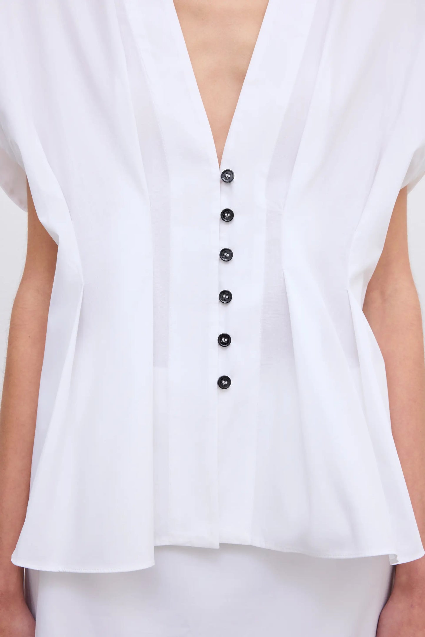 Cinched cotton top in white