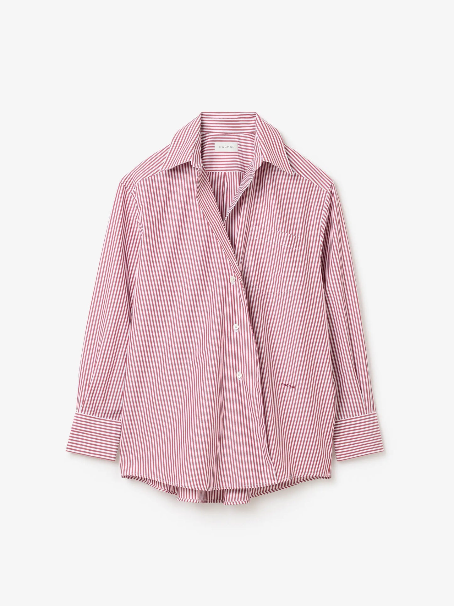 Asymmetric shirt in red stripe