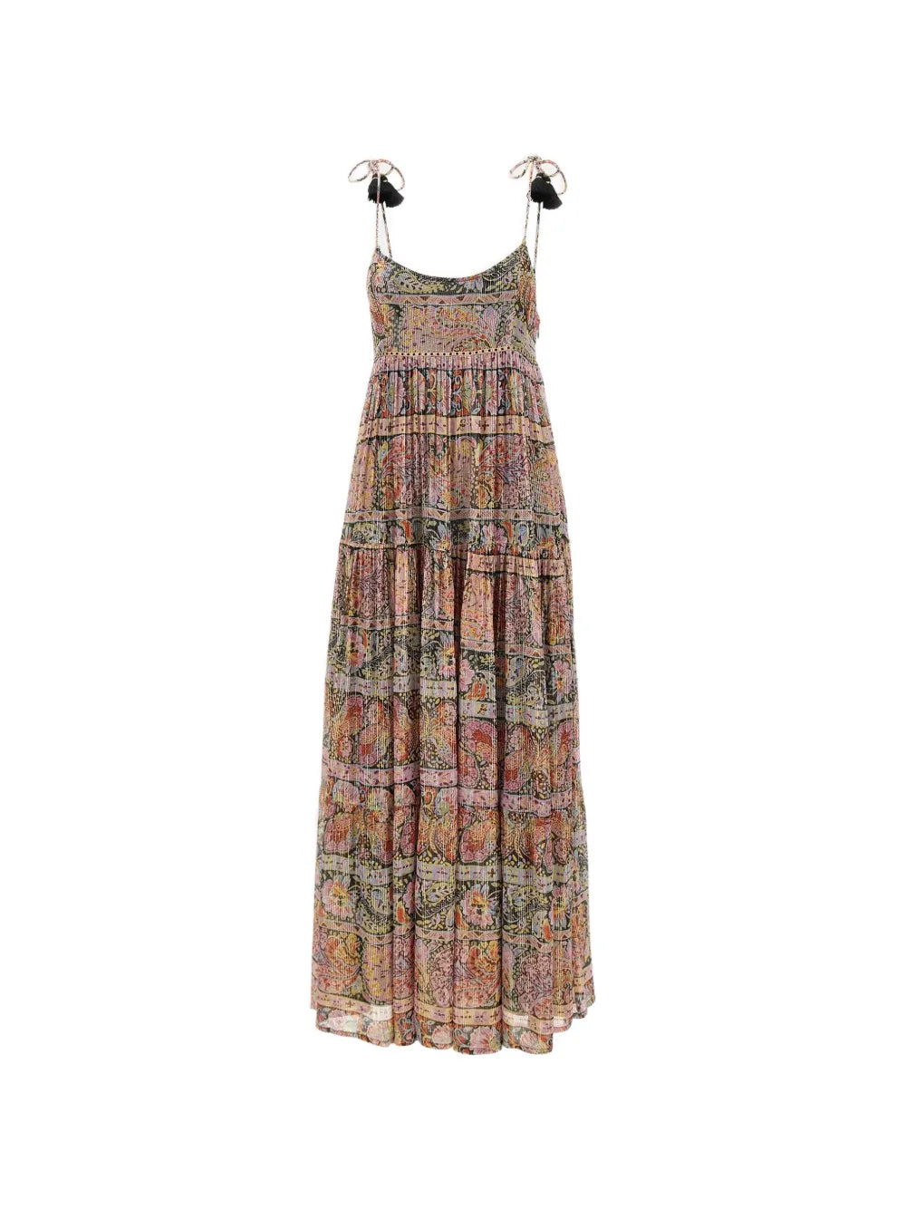 Long patterned dress on a white background