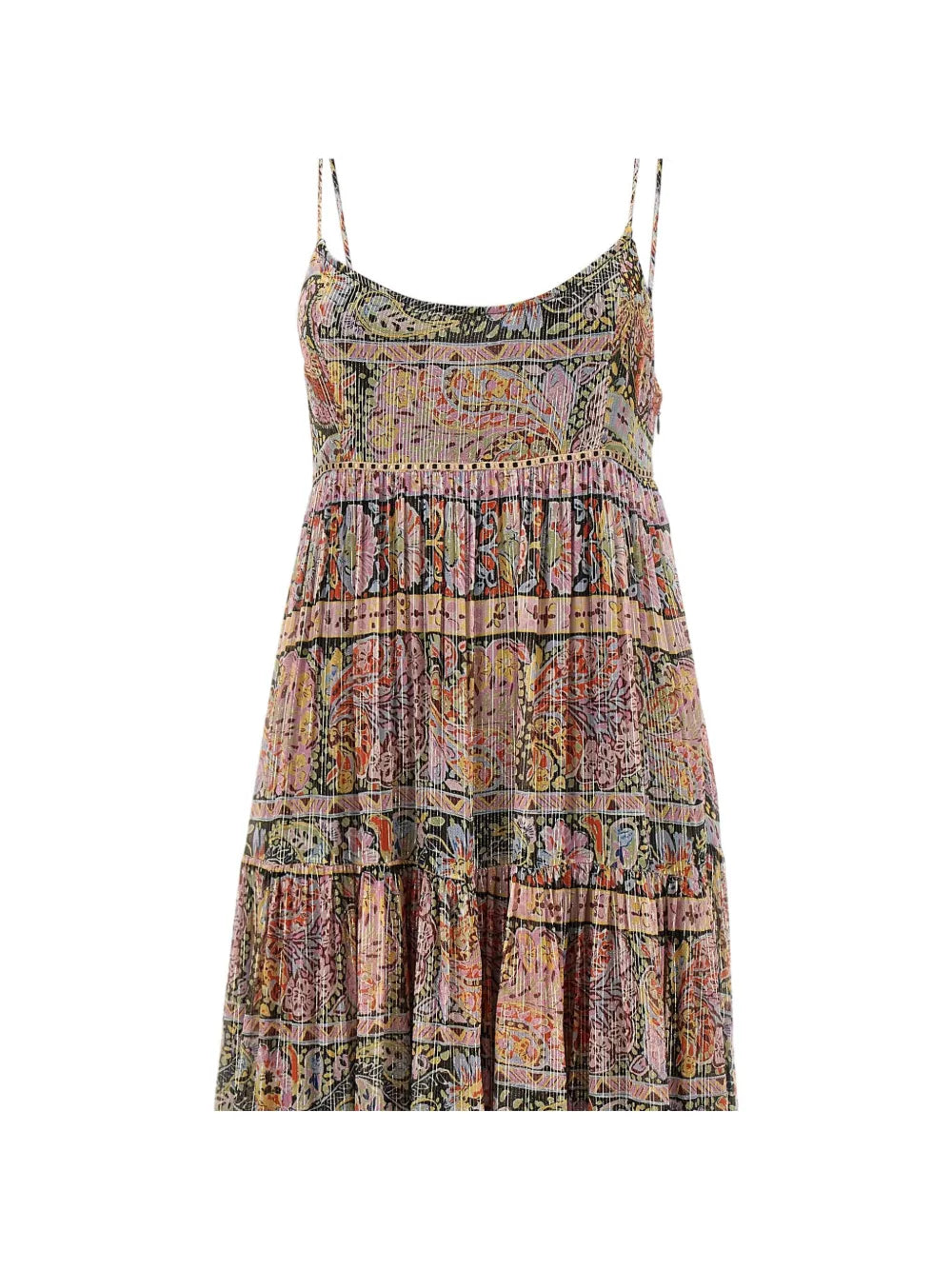Multicolored patterned dress on a white background