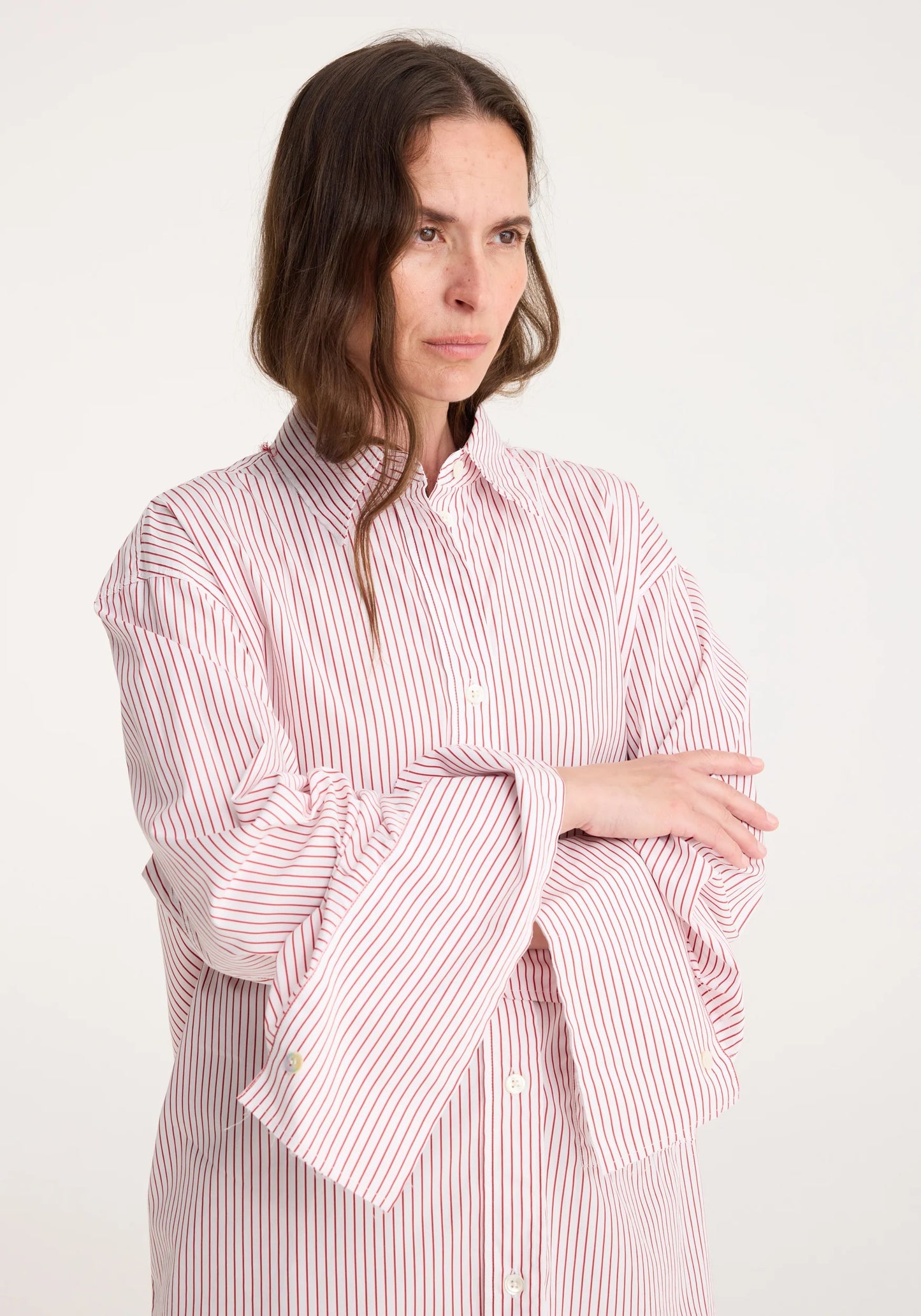 Shirt With Large Cuffs And Fraying Details