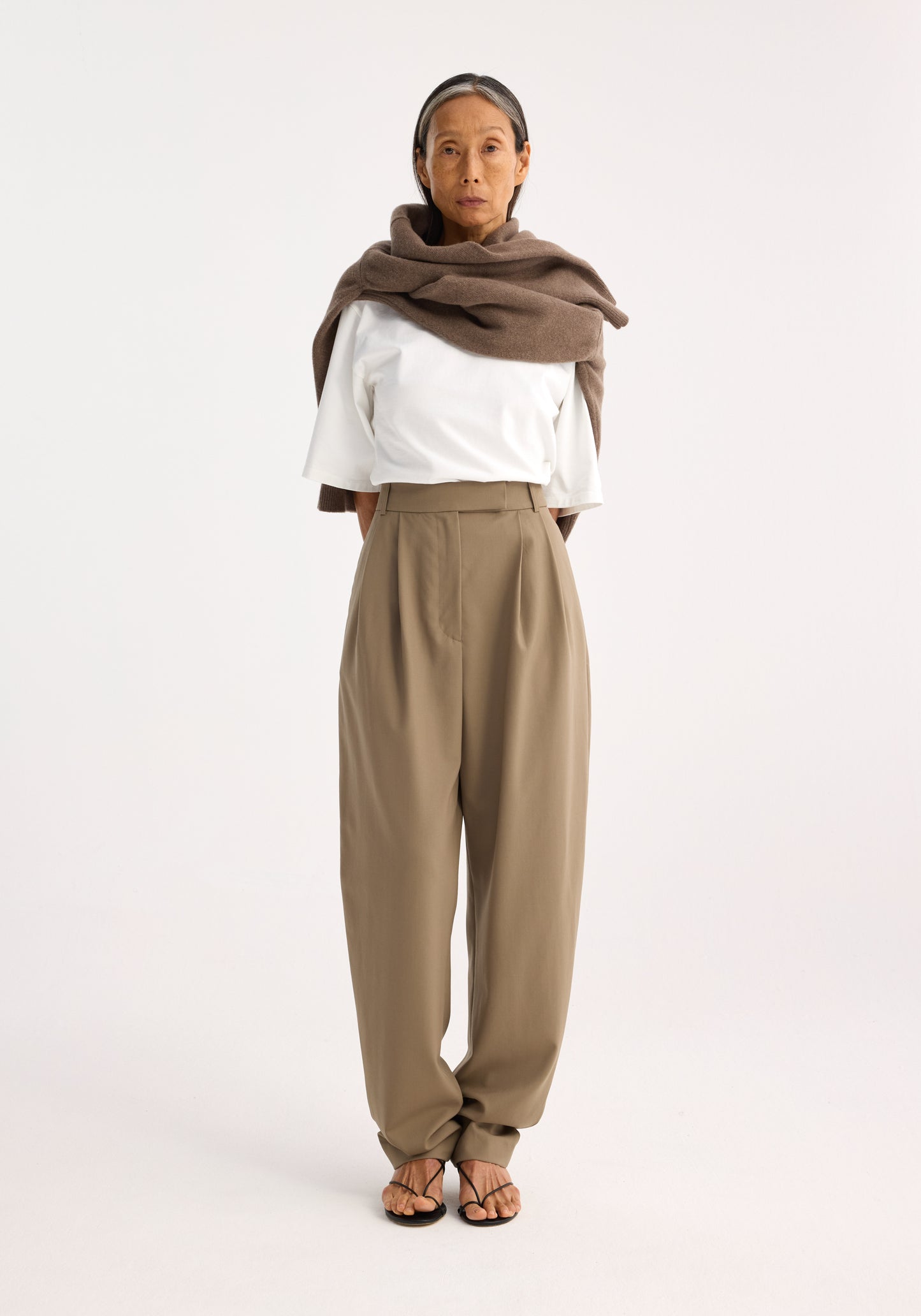 Round Leg Shaped Tailored Trousers