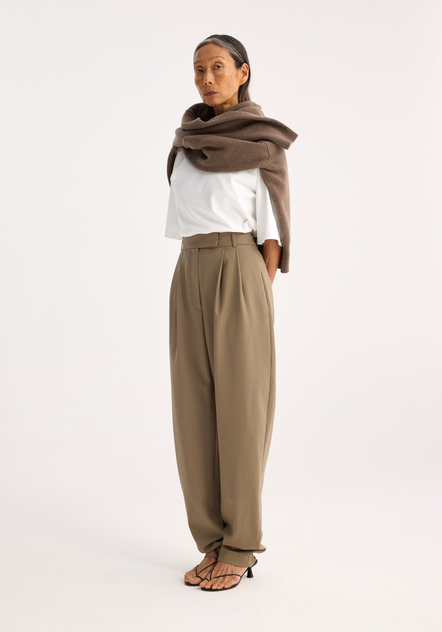 Round Leg Shaped Tailored Trousers