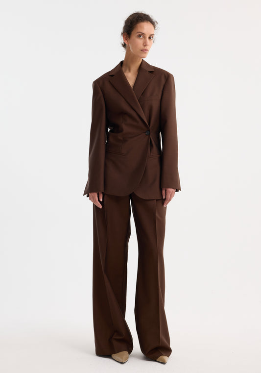 Dual Tone Piqué Overlap Suit Jacket