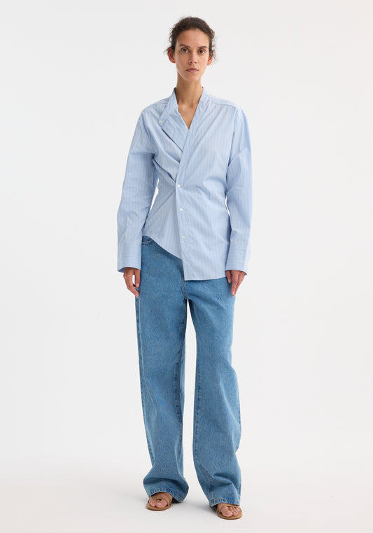 Overlap Striped Shirt