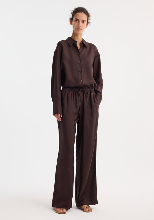 Wide Leg Silk Trousers