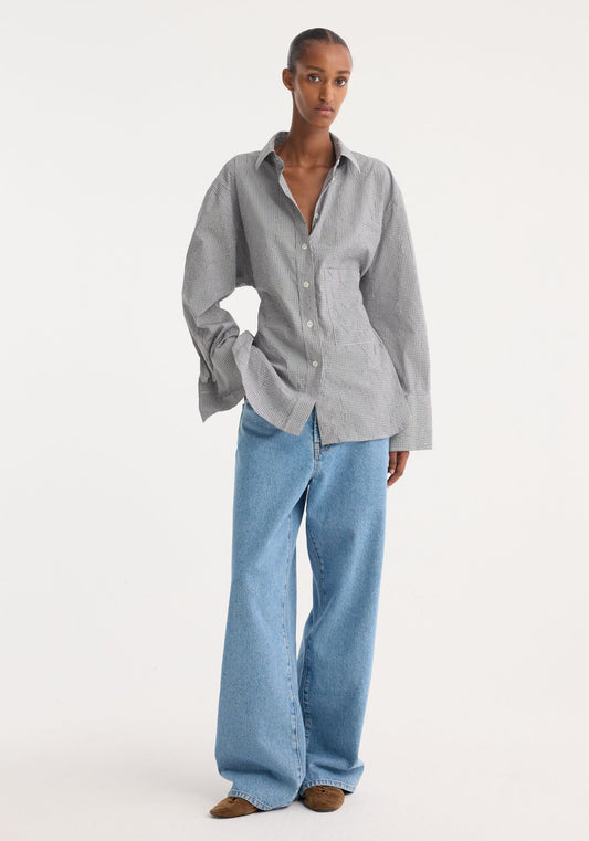 Crushed Checked Shaped Shirt