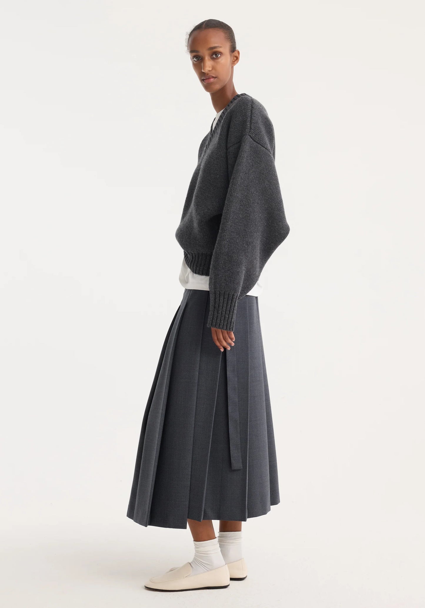 Pleated Wrap Skirt