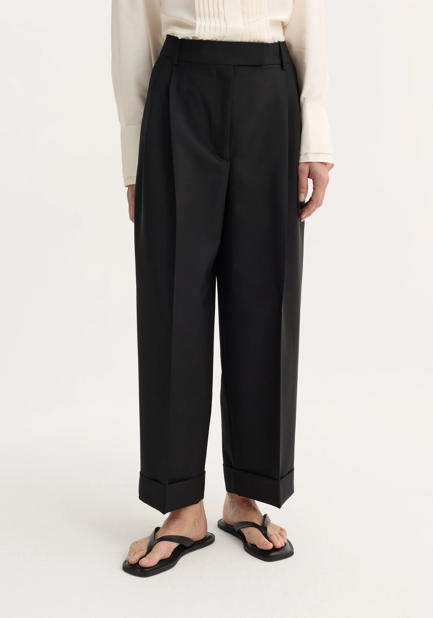 High-waist Turn-up Trousers