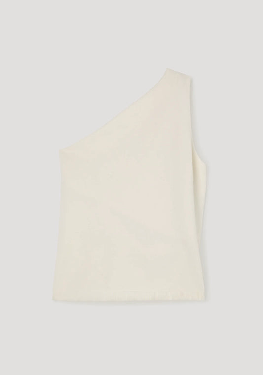 Beige sleeveless top on a light gray background