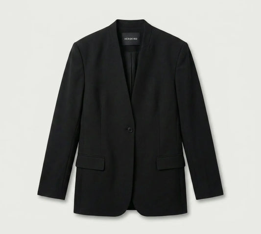 Black blazer on a light gray background