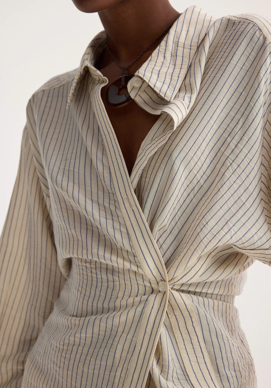 Asymmetric Waisted Striped Shirt