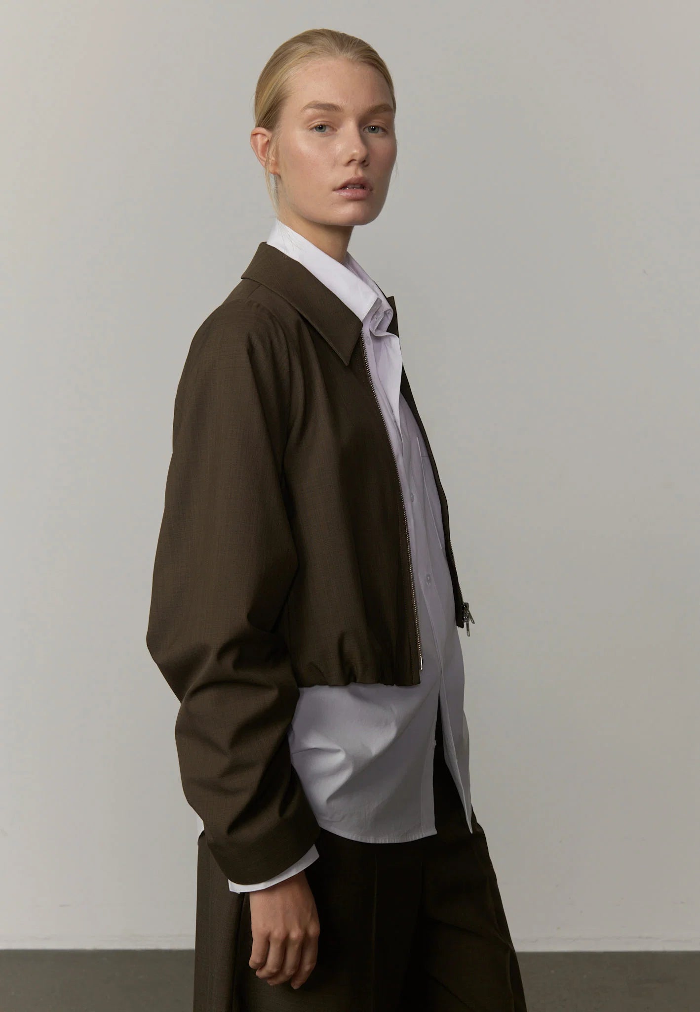 Side view highlighting the relaxed fit