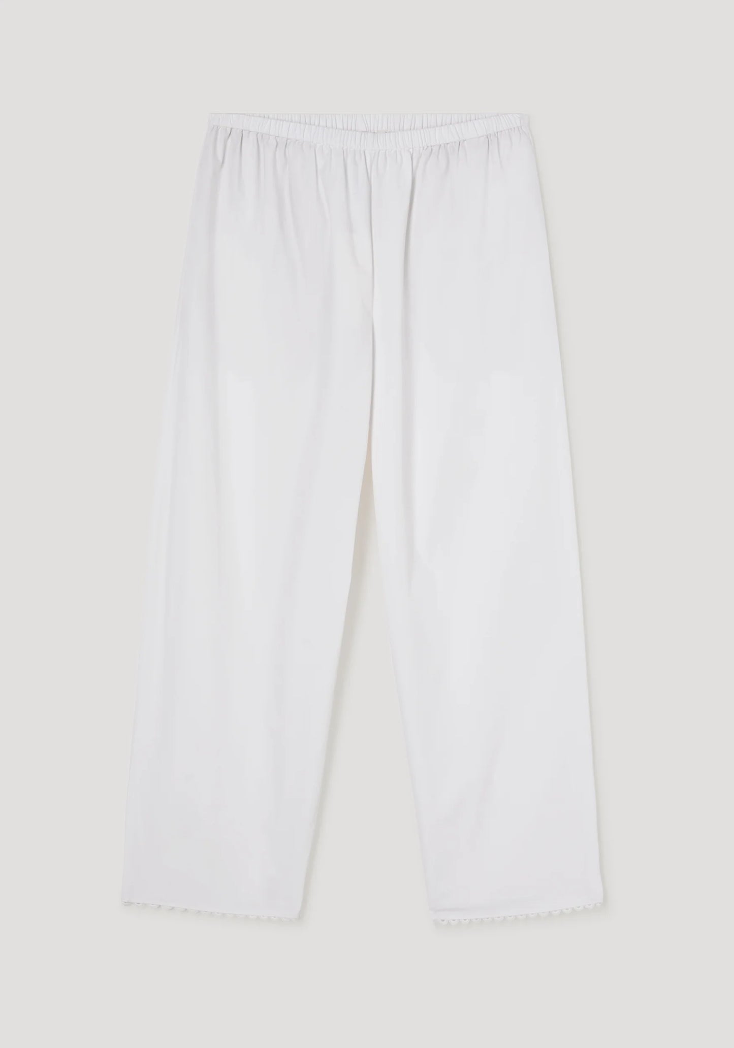White pants on a light gray background
