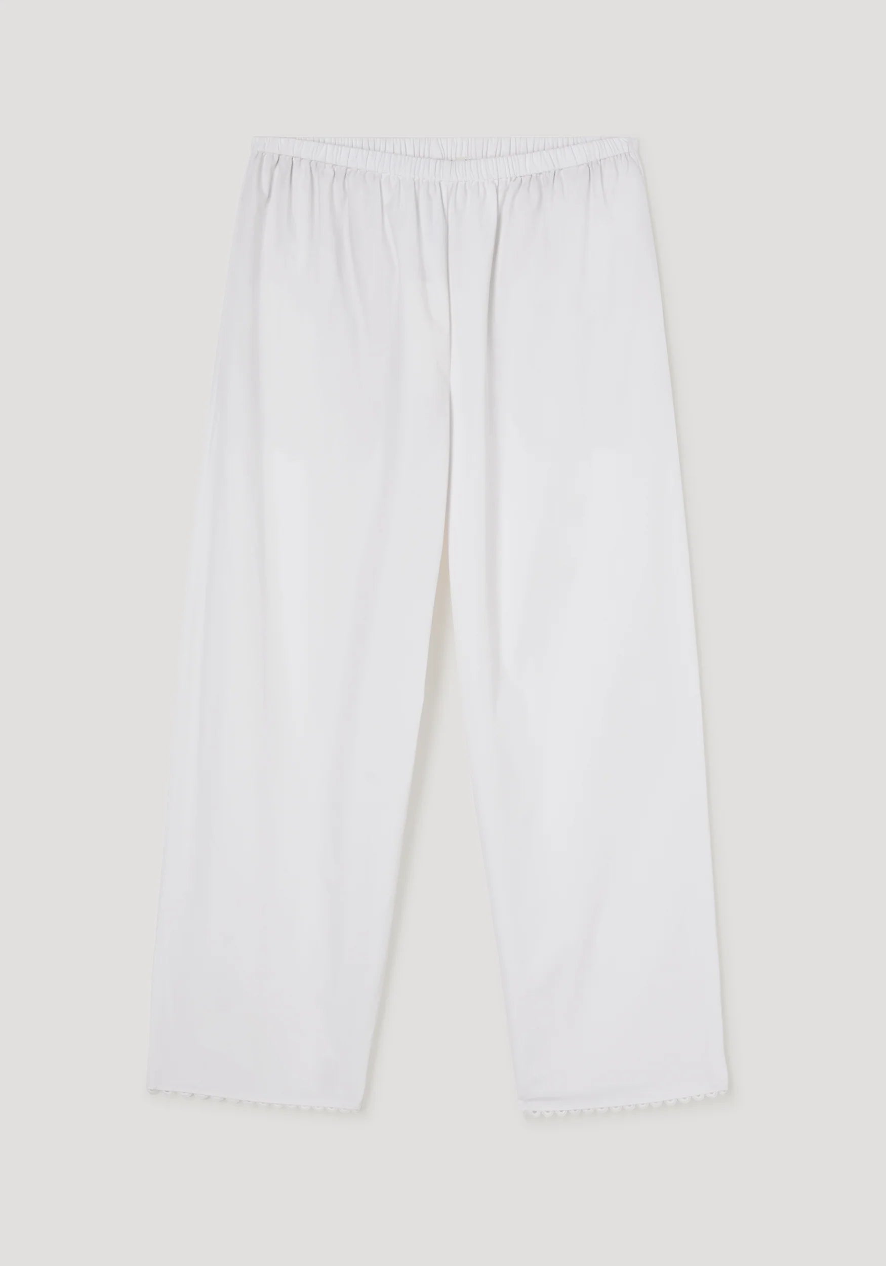 White pants on a light gray background
