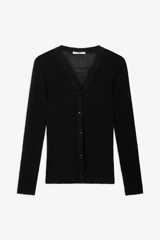 Black cardigan on a white background