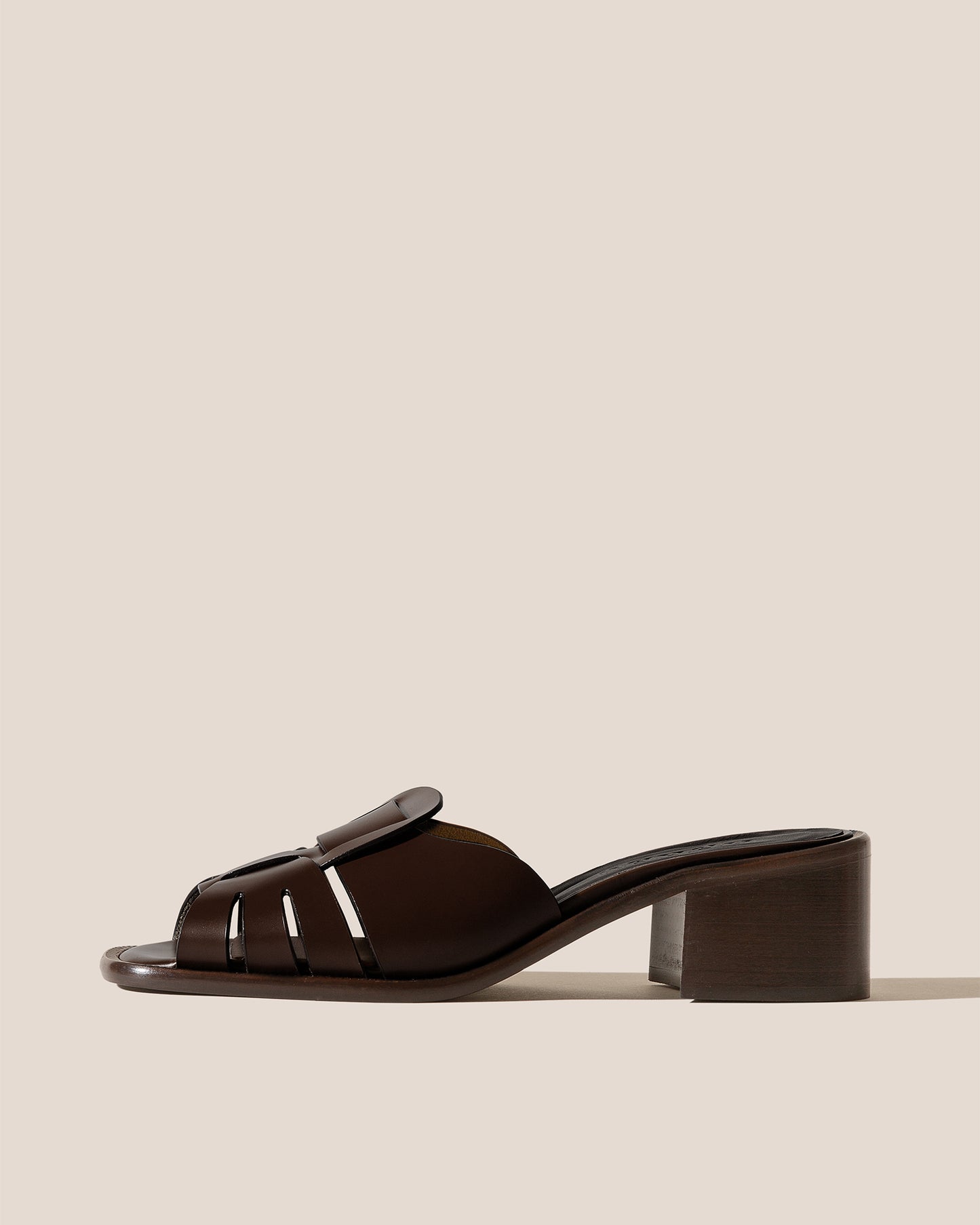 Hereu Ancora Squared Heeled Slide Dark Brown