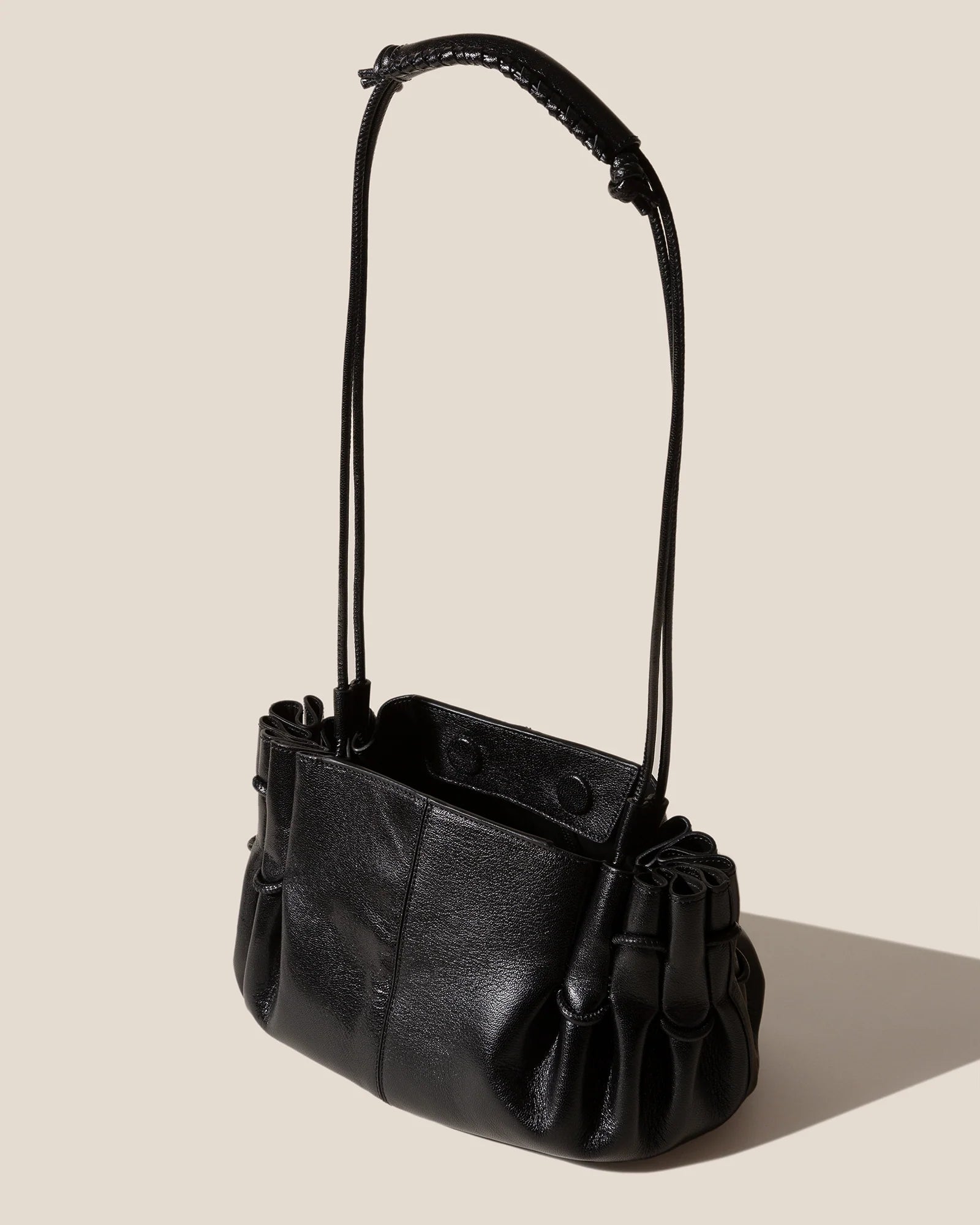 Hereu Arta Pleated Shoulder Bag Black