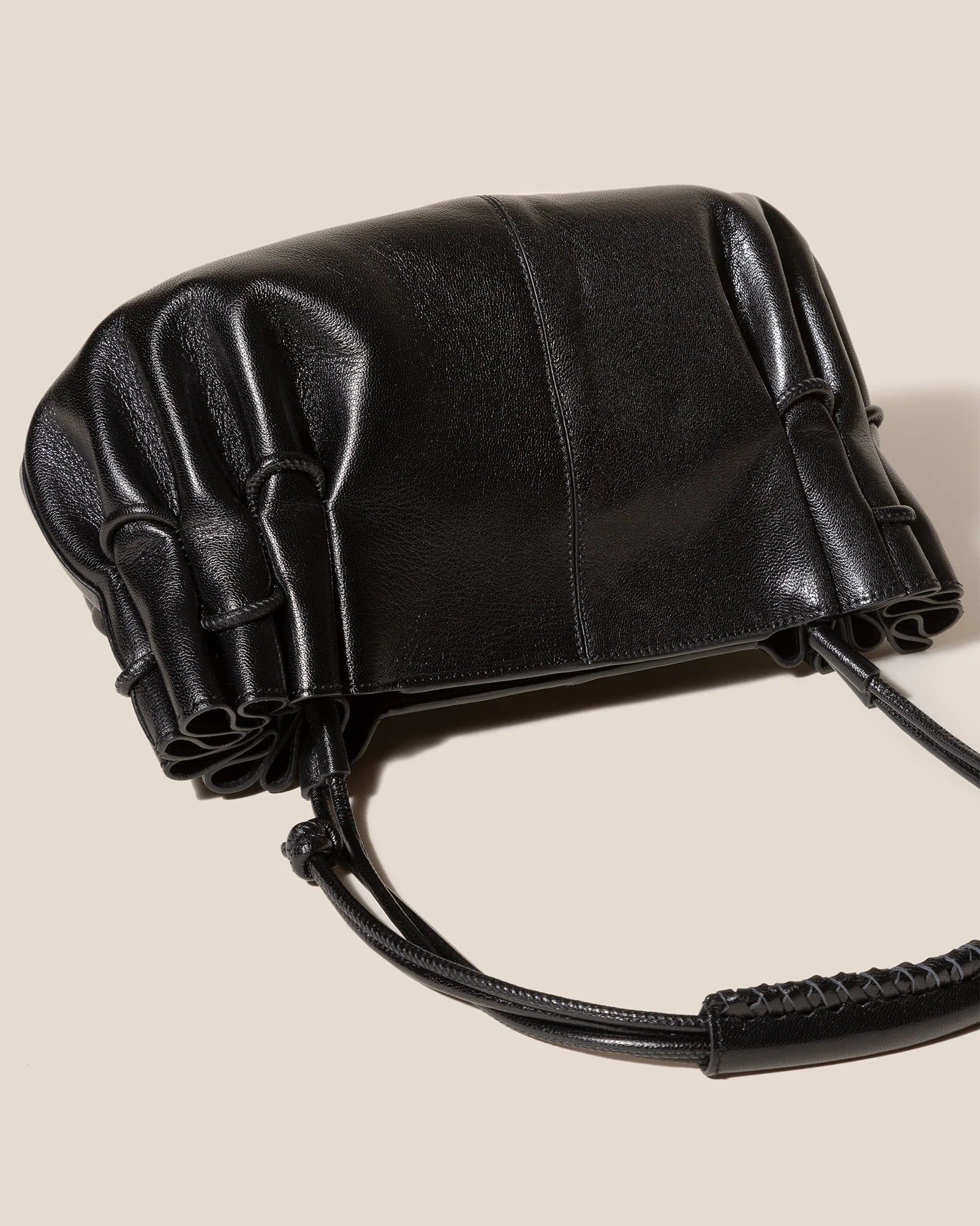 Hereu Arta Pleated Shoulder Bag Black