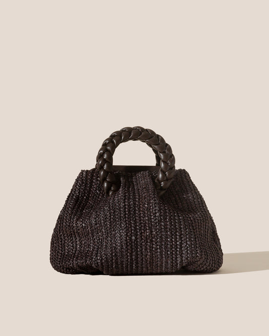 Hereu Bombon M Raffia Bag Dark Brown