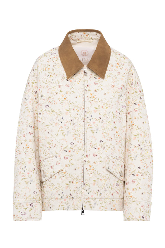 Floral Print Jacket With Zipper