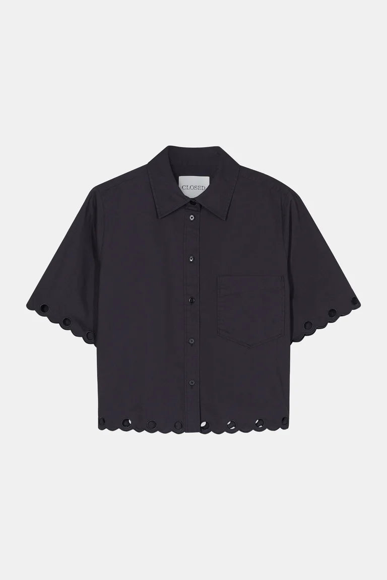 Embroidered poplin shirt