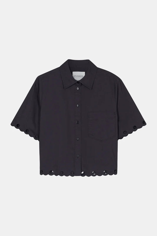 Embroidered poplin shirt