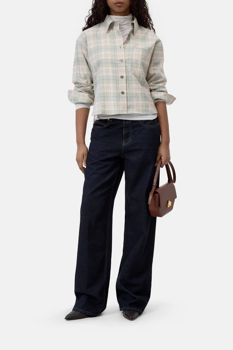 Cropped flannel shirt