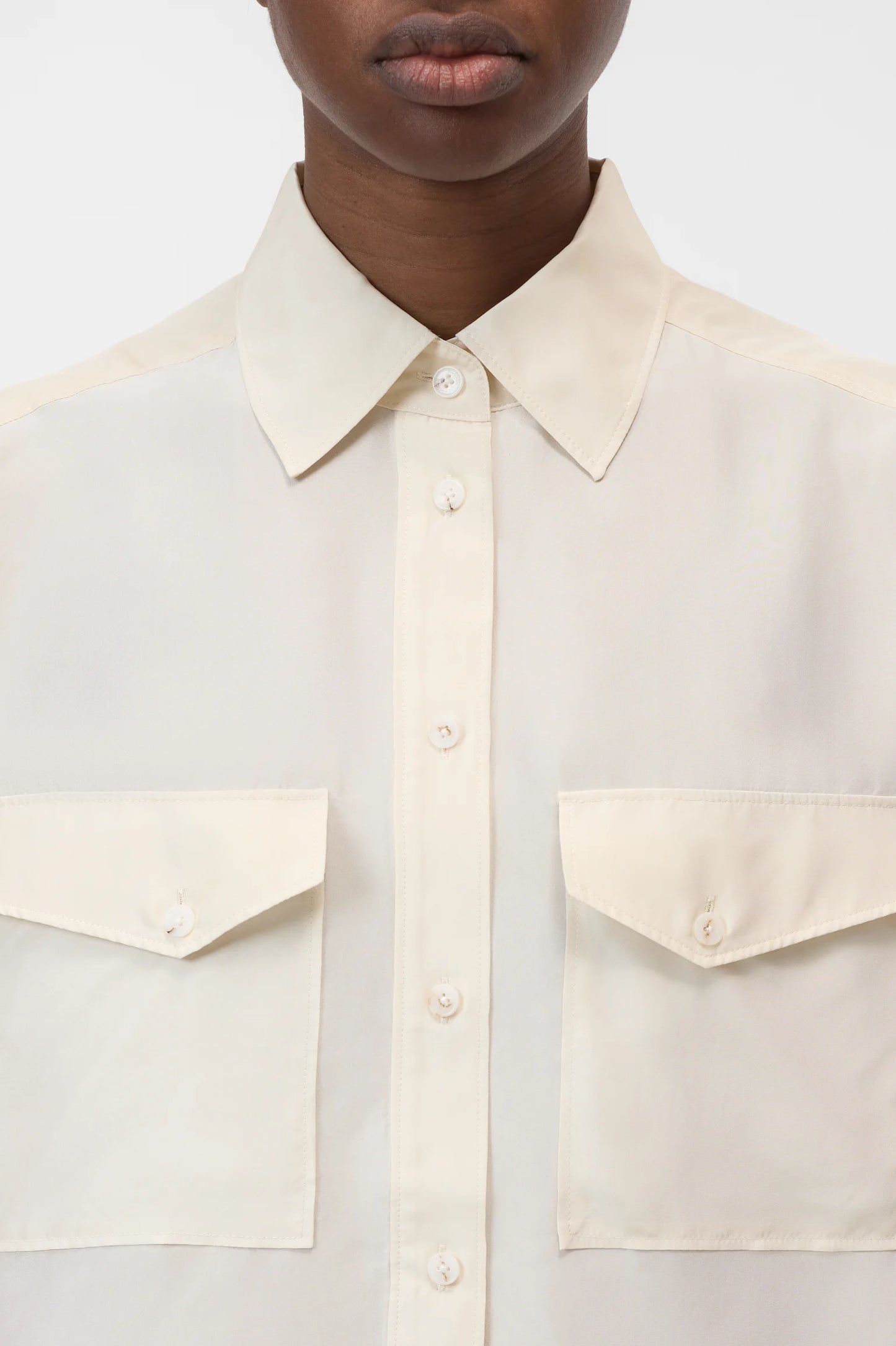 Silk blouse with utility details