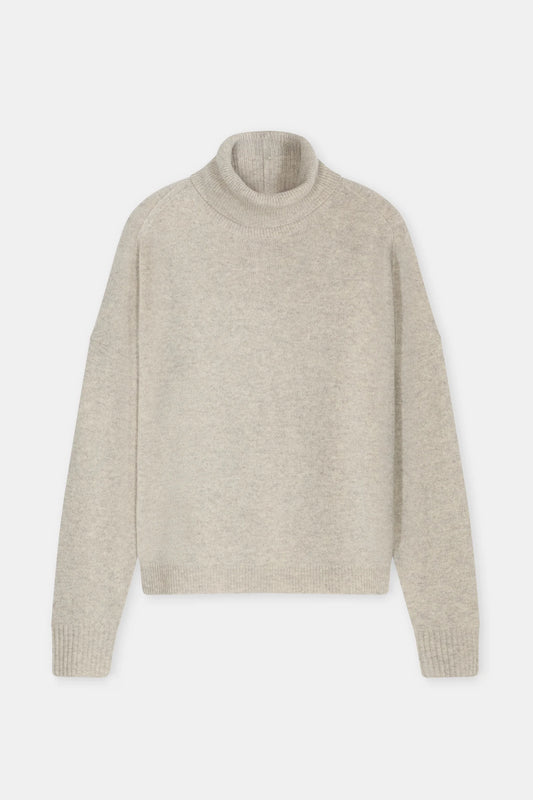 Turtleneck in slit grey merino wool