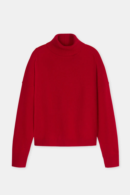 Turtleneck in red merino wool